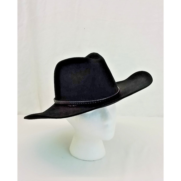 Stetson Wide Brim Hat Size 6 3/4 Black Felt Cowboy Hat Western #J4281 main image 10